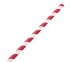 8" Paper Red Stripe Barber Straws