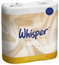 Whisper Gold 3ply Premium Toilet Rolls - White