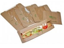 4 x 6 x 14inch Brown Paper Biodegradable Film Windowed Bags