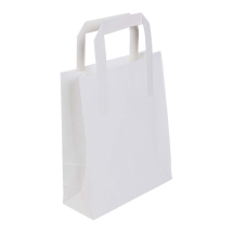 175 x 270 x 215mm / 7 x 10.75inch x 8.5inch Small White Kraft Carrier Bags