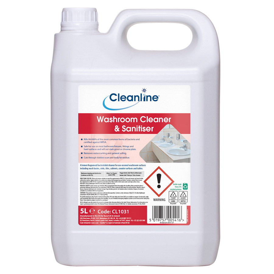 Cleanile Washroom CLEANLINE WASHROOM CLEANER & SANITISER 5L - London Catering ...