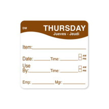DissolveMark® 51mm Use By Labels - Thursday (Brown)