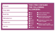 Removable 50 x 100mm Product / Allergen Labels