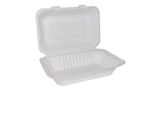 9 x 6inch Bagasse Clamshell Food / Lunch Boxes