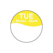 DuraMark™ Day Dot Labels - Tuesday (Yellow)